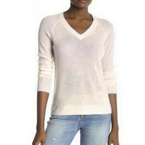 Minnie Rose Cashmere Cream Coloured V Neck Sweater Size Small